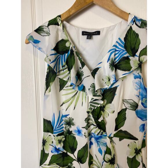 Banana Republic Floral Ruffle Faux Wrap Maxi Dress Sleeveless Women's Size 4 - Picture 5 of 10
